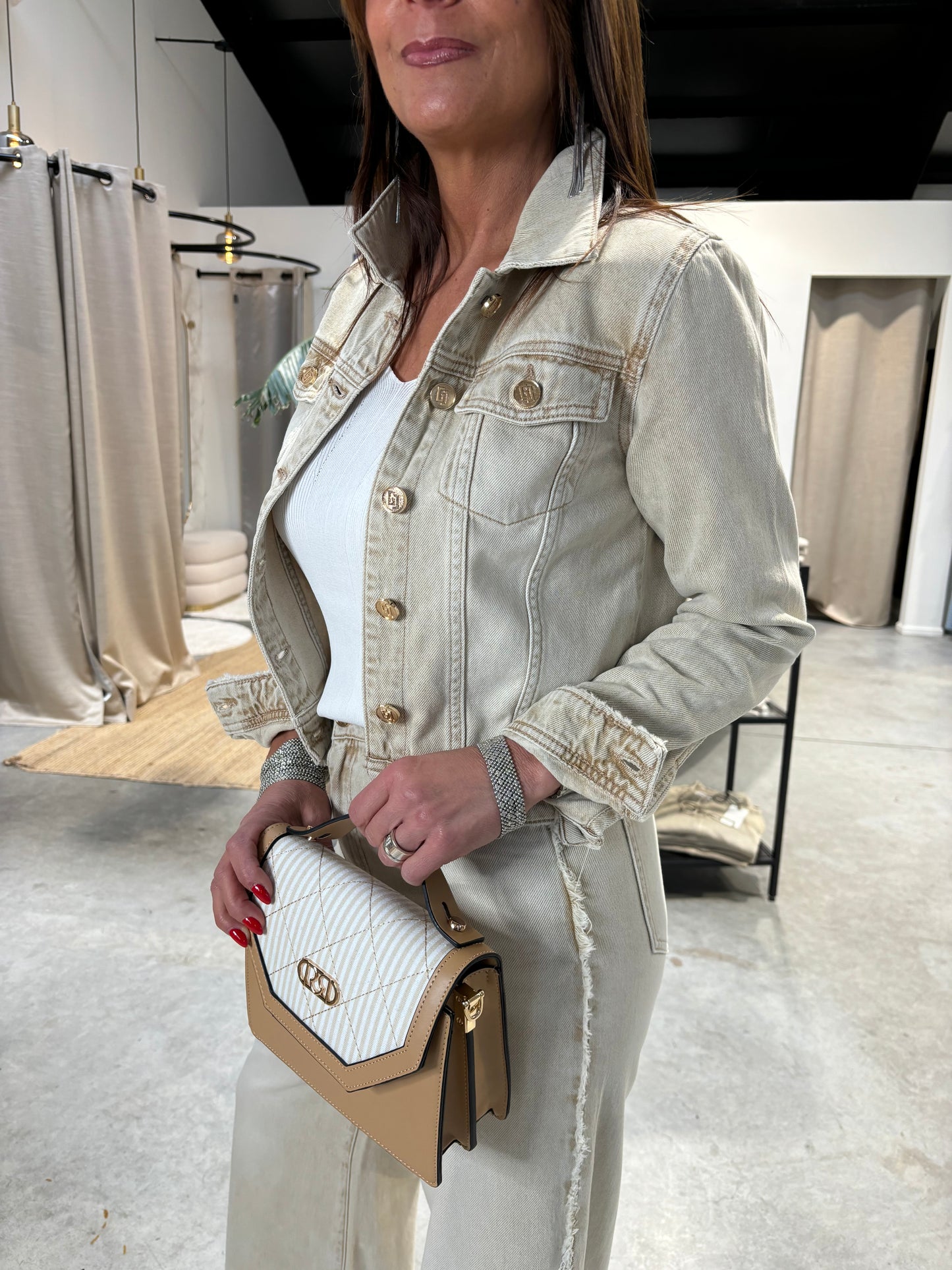 Veste en jeans beige
