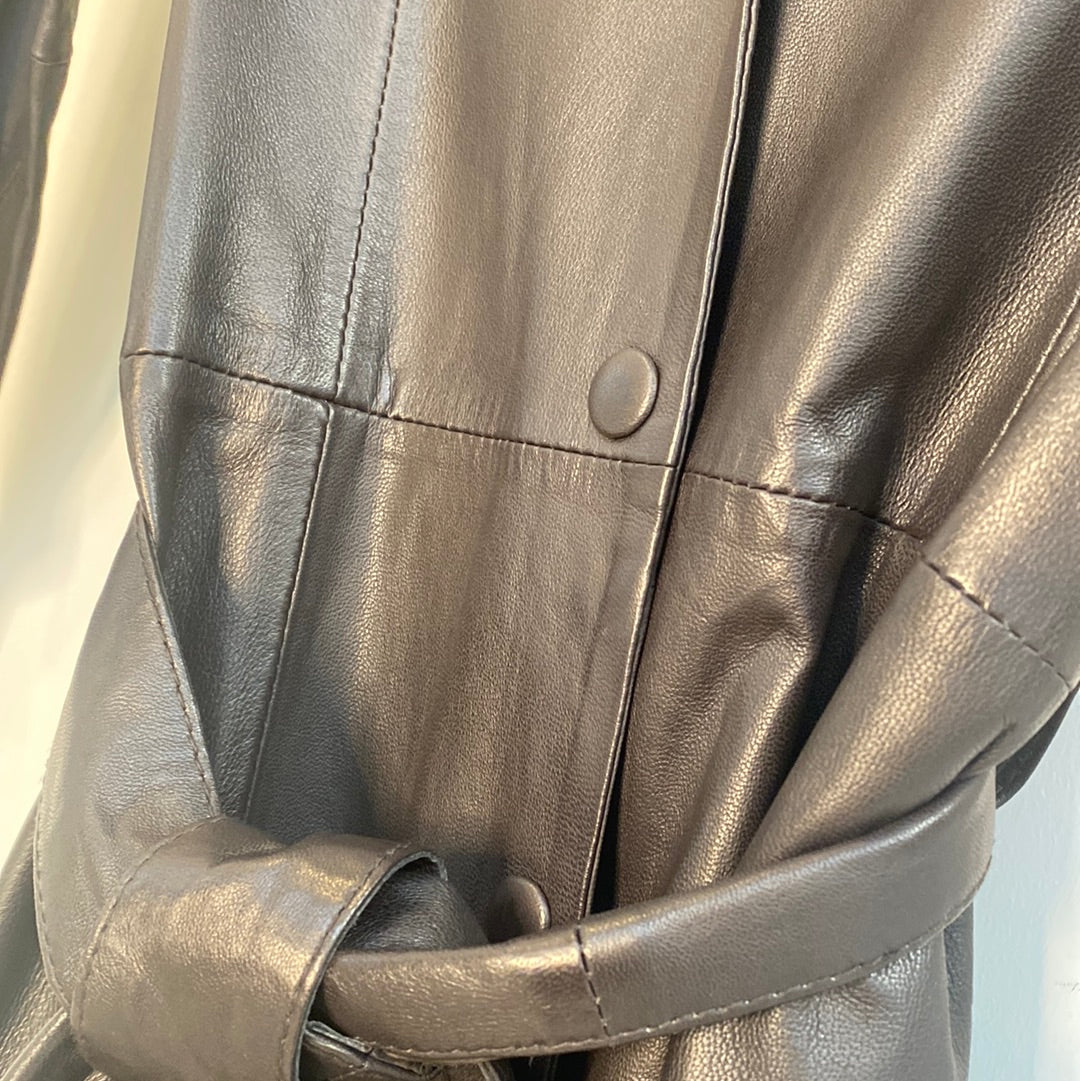 Robe cuir longue chocolat
