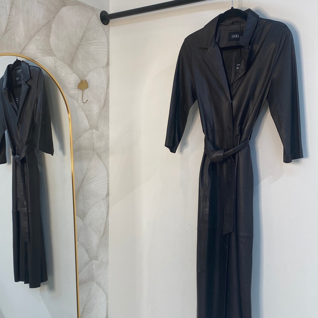 Robe cuir longue chocolat