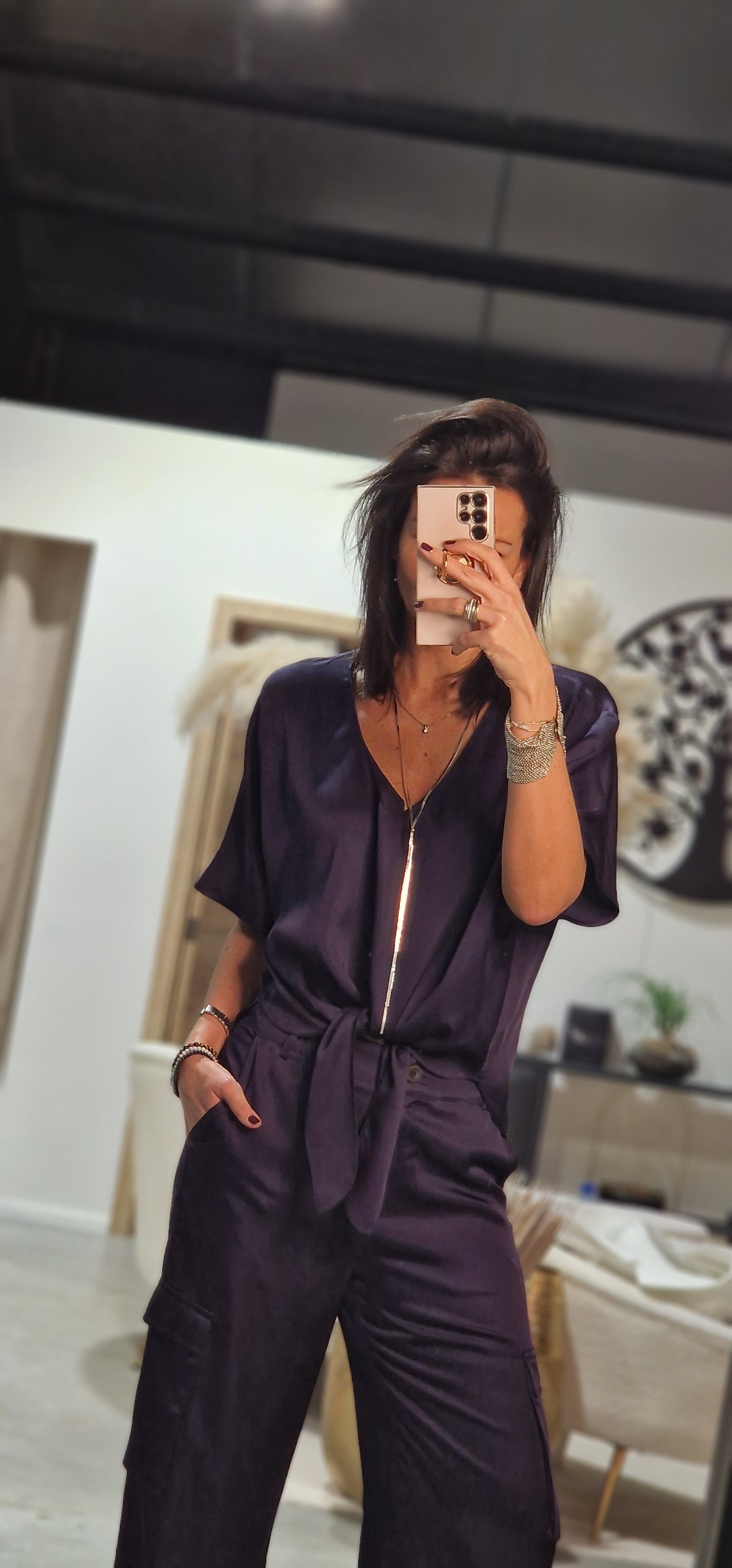 Blouse satin Tied