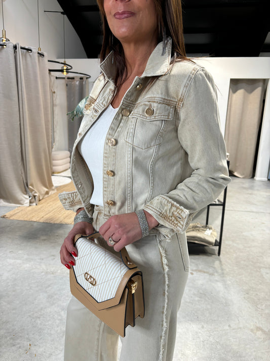 Veste en jeans beige