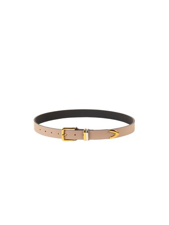 Ceinture fine à boucle dorée - Brun foncé