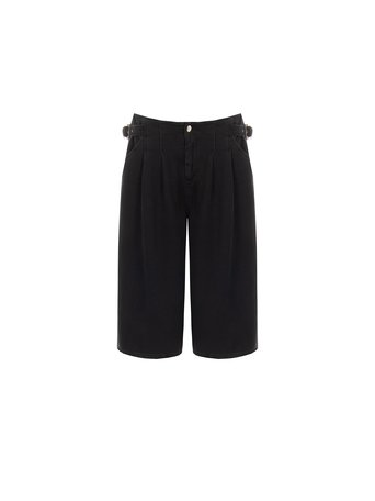 Bermuda en jean à pinces - Noir