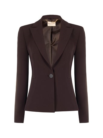 Blazer à col satin - Brun foncé