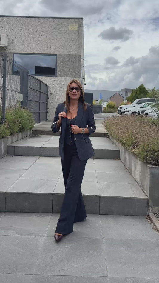 Veste blazer bleu marine en point milano